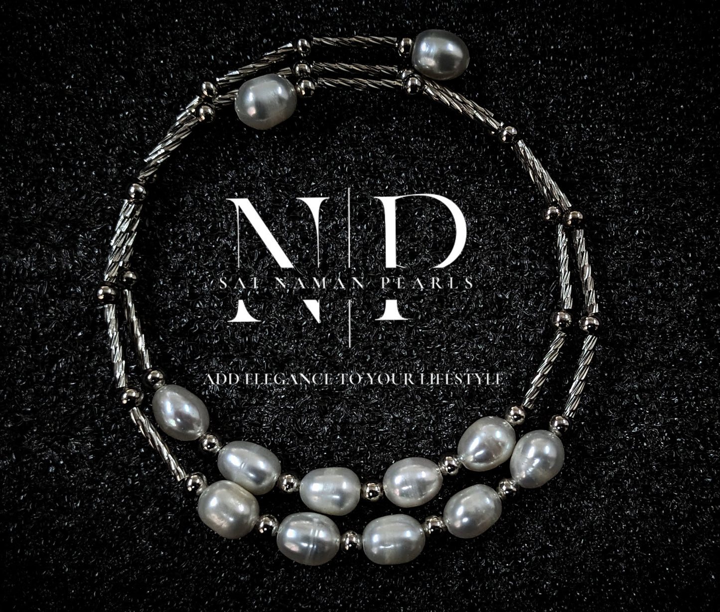 S SILVER FLEXIBLE PEARL BRACELET