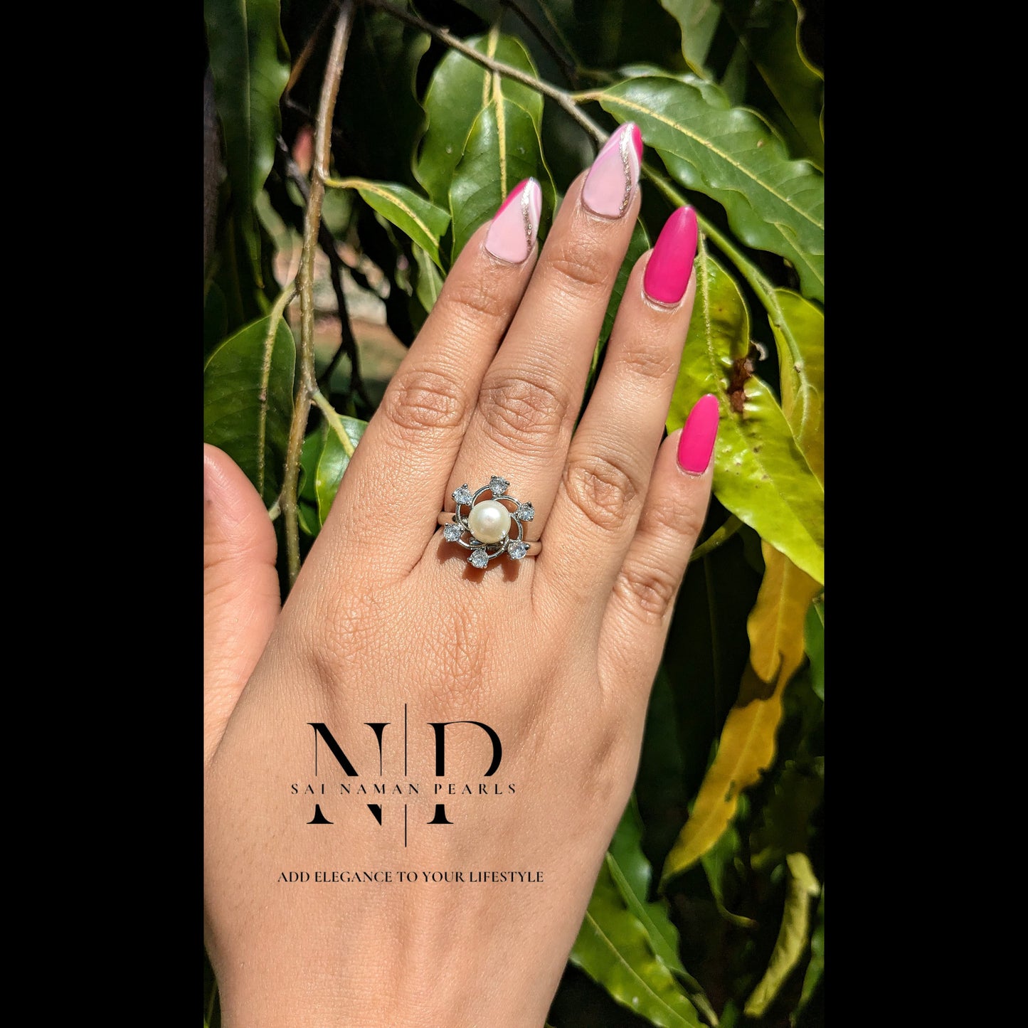 STAR ADJUSTABLE S SILVER PEARL RING.