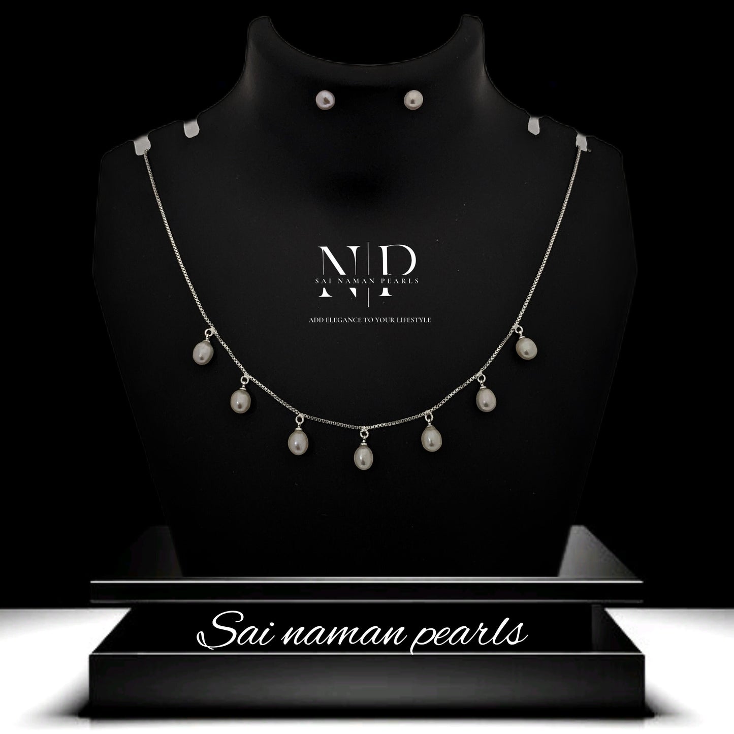 CLASSIC S.SILVER DROP PEARL CHAIN