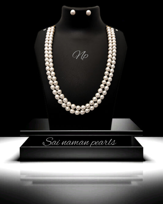 OVAL PEARL 2 LINE MALA ( 7-8MM)