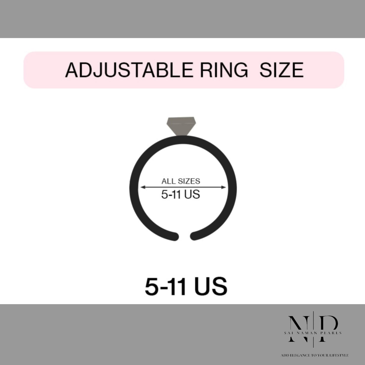 ADJUSTABLE S SILVER PEARL RING.