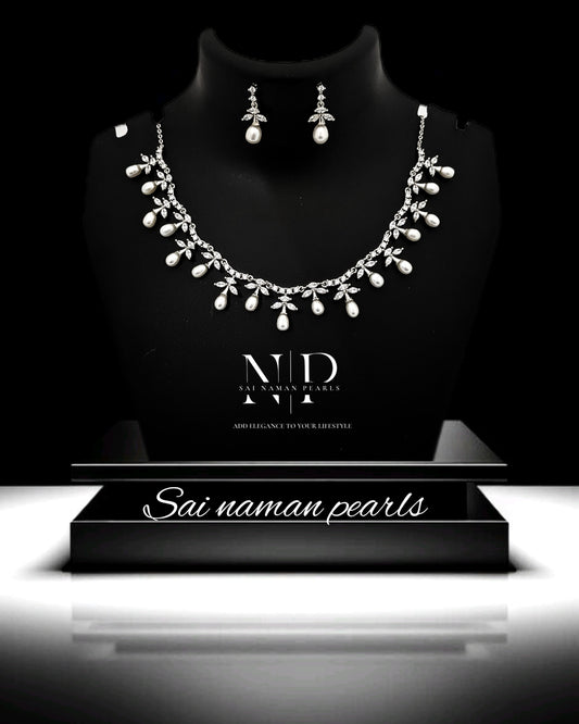 S.SILVER AD PEARL DROP SET