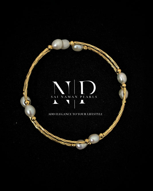 PEARL SPRING GOLD PLATED S.SILVER BRACELET.