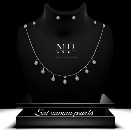 CLASSIC S.SILVER DROP PEARL CHAIN